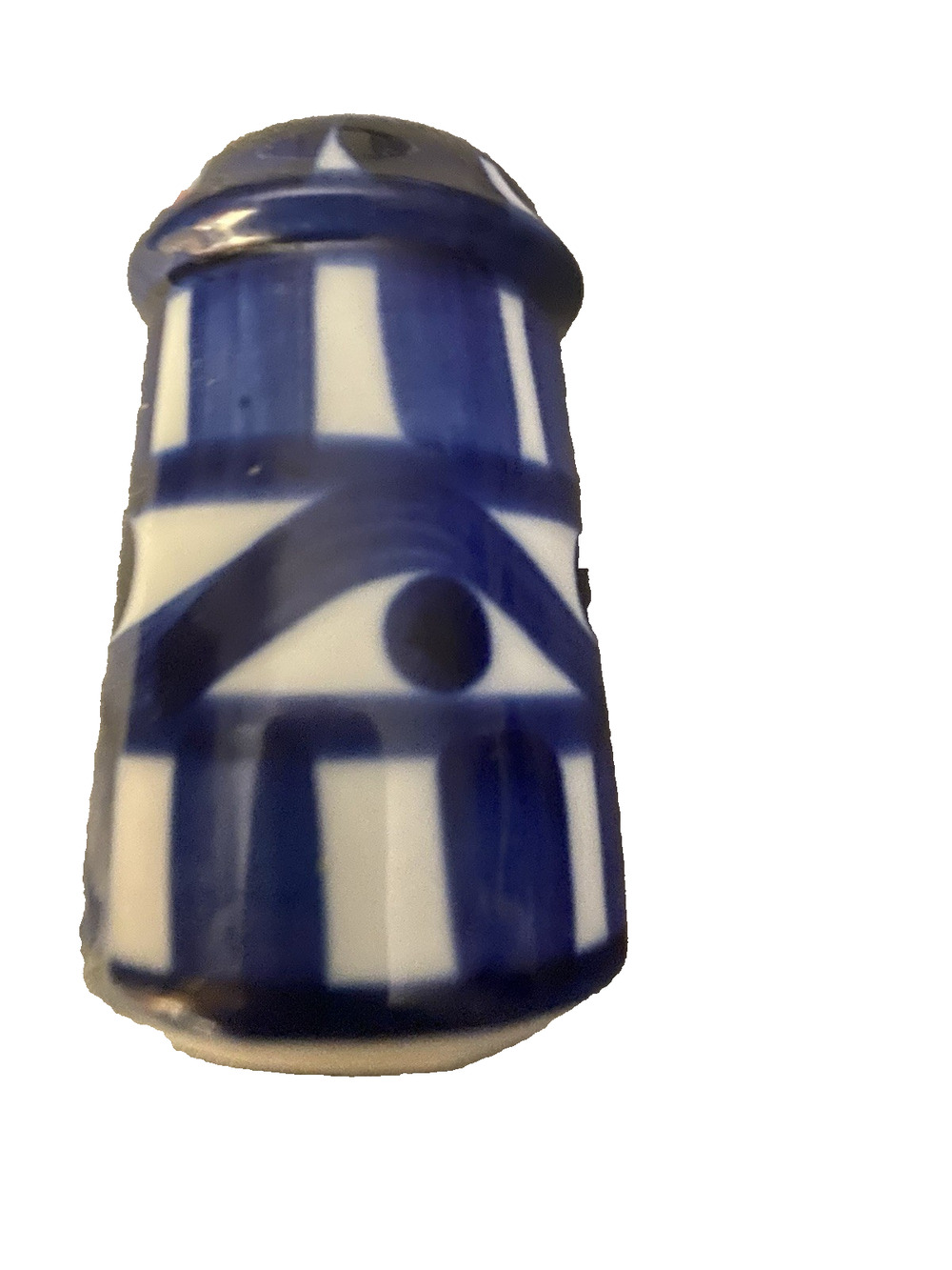 Dansk Arabesque Salt Shaker Ceramic Mid Century Blue White 2.875" Tall x 1.625"W